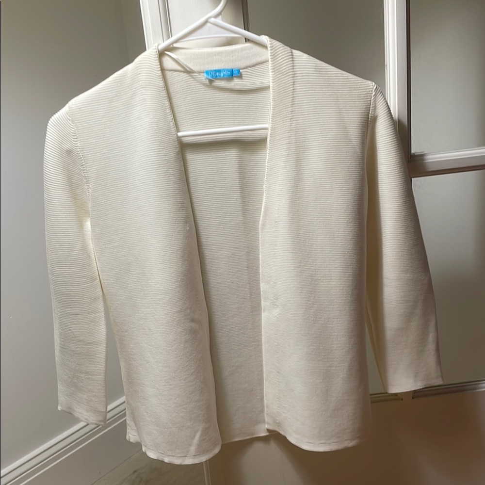 J. McLaughlin Cream Open Front Cardigan